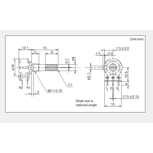 Potenziometro rotativo serie Rk163