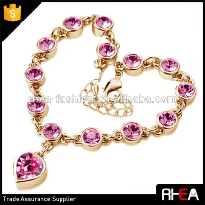 heart shape pendant bracelet,crystal bracelet,wholesale fashion lover gift bracelet