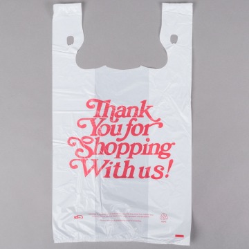 Smiley Face Thank You Logo Printing Colorful White Green Plastic Bag