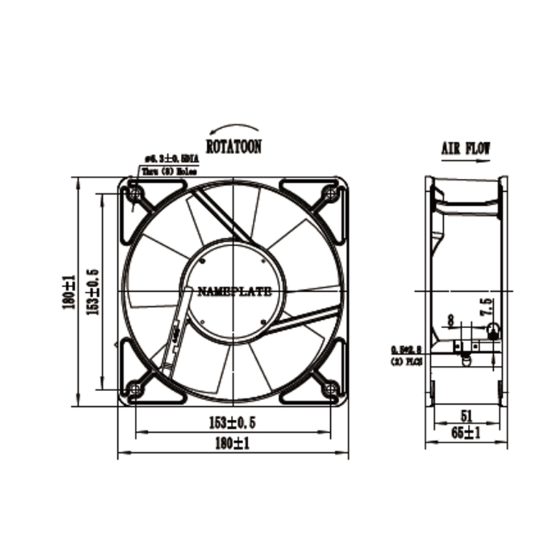 180x180x65 Ball Bearing AC Axial Cooling Fan