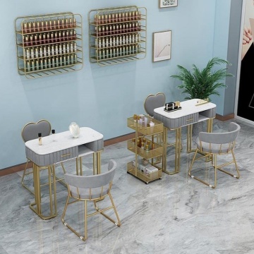 Modern Style Beauty Salon Furniture - Velvet Marble Nail Salon Manicure Table
