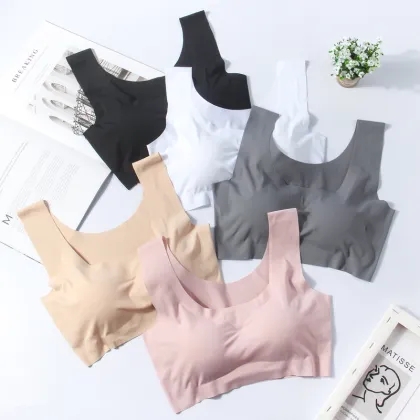 Seamless Wireless Sleep Bra One-Piece Ice Silk Backless Bra