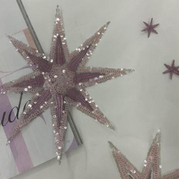 3mm/5mm Pink Sequin Star Mesh Embroidery Fabric