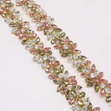 High-Quality Bridal Decor: Glitter Gold Embellishments, Crystal Appliques, Glass Flowers, and Rhinestone Trims