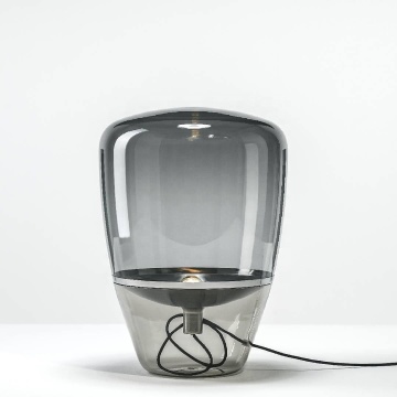 Luxury Smoke Grey Glass Table Lamp with Metal Base - Customized Bedroom & Restaurant Lighting