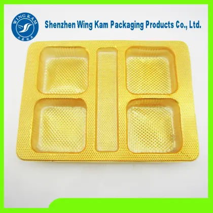 Plastic Mooncake Tray Golden Blister Packaging