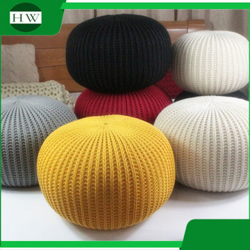 Wholesale living room home office bed homeware round soft indian moroccan ottoman crochet knitted pouf Japanese tatami mat