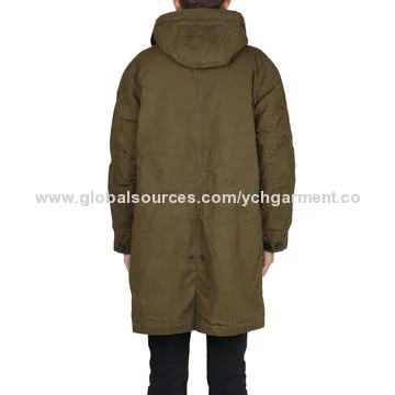 Winter 2014 cotton waxed hooded parka with double coulisse menNew