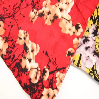 viscose rayon reactive print with slub affection