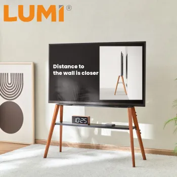 Wholesale OEM ODM TV Mount - Steel Quad TV Display Floor Stand with Storage Shelf for Living Room and Home Studios
