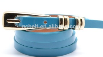 Fashion shiny PU thin belt for lady's wear