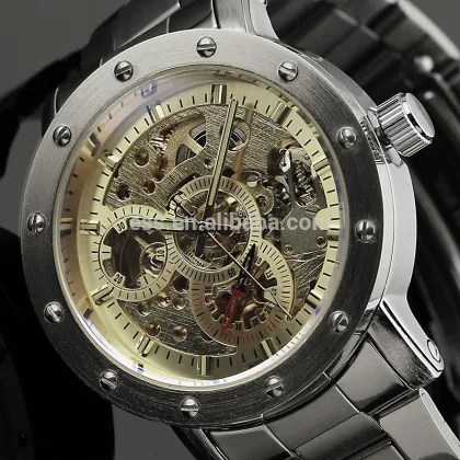 Full Steel Big Dial Skeleton Mechanical Watch Transparent Mechanical Watches WM392