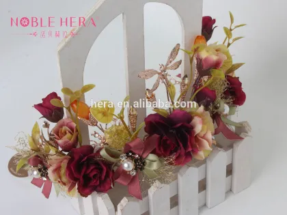 Beauty Princess Headdress Metal Crown Royal Fabric Flower 787HC