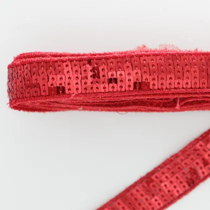 Red color lace tape sequin trimming