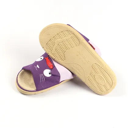 High quality linen slippers cute cat design slippers