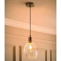 Ribbed Glass Pendant Ceiling Lamp led bulb