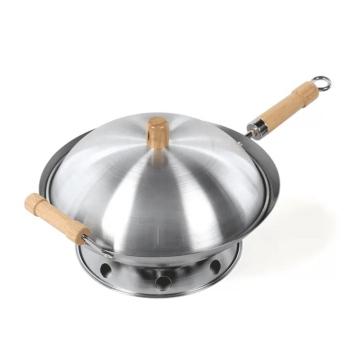Chinese Carbon Steel Wok Set with Aluminum Lid Manufacturer