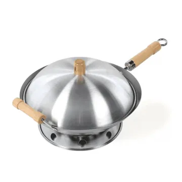 Chinese Carbon Steel Wok Set with Aluminum Lid Manufacturer