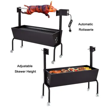 Automatic BBQ Grill Machine Suckling Pig Lamb Skewer Roast Chicken Outdoor Charcoal Rotisserie BBQ Grill