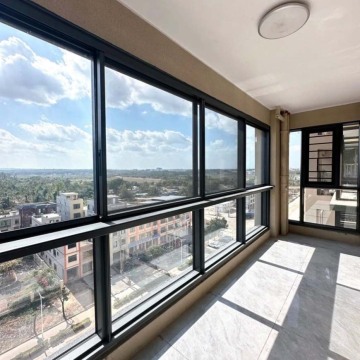 Modern Aluminum Sliding Window with Screen and Handrail