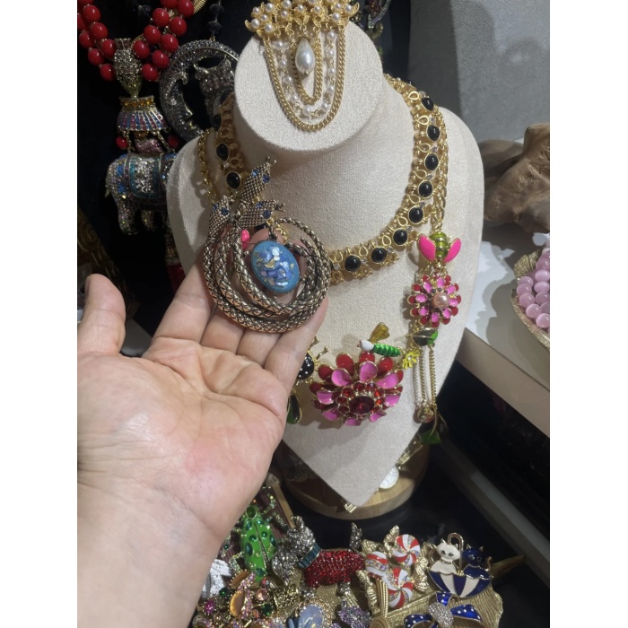 Vintage requintado retrô de três cabeças Snake Broche