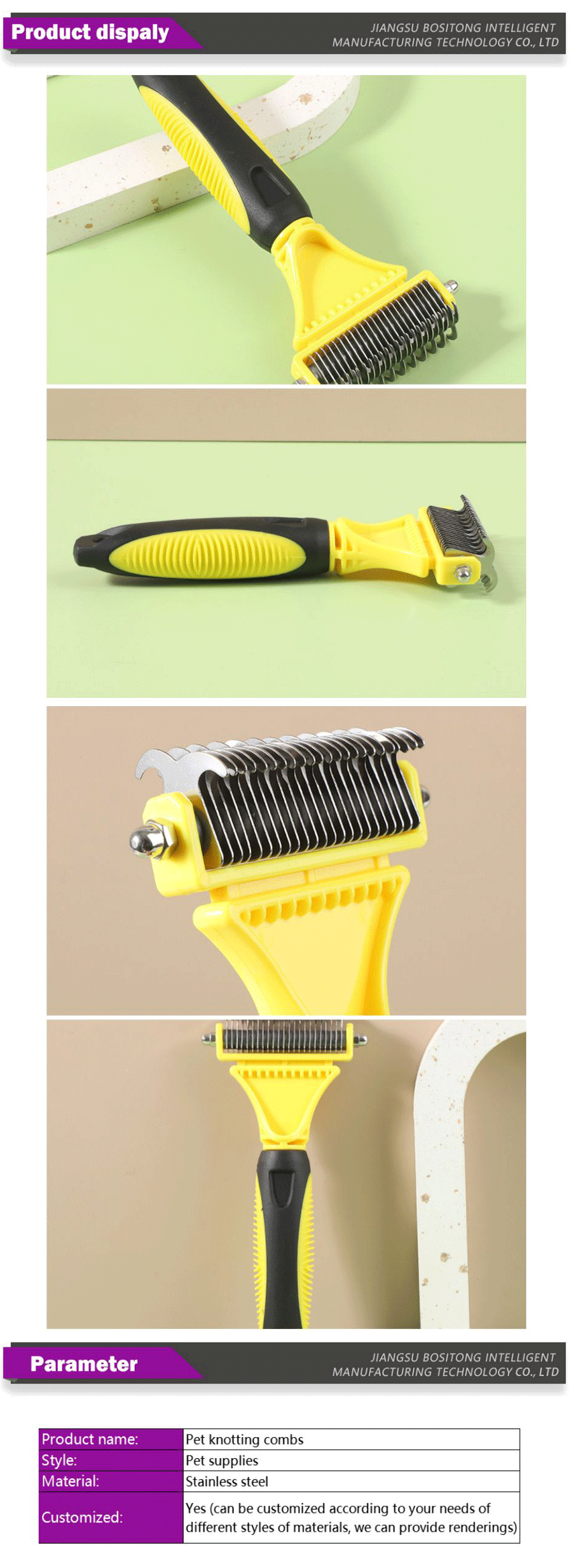 Pet hair comb for cats and dogs