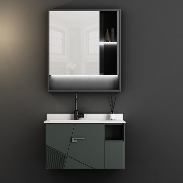 Khách sạn hiện đại tủ chìm bên trái Vanity Phòng tắm Tường treo tủ lưu trữ bộ với gương chiếu sáng