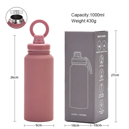 New 32 oz Double Wall Insulated Sports Water Bottle with Magsafe Cell Phone Holder and Magnetic Design for Travel