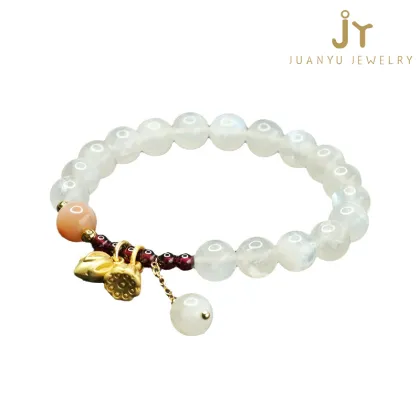 Lotus Shape Healing Crystal Bead Bracelets: Garnet, Crystal, and Moonstone Jewelry