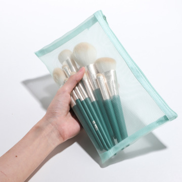 Soft Bristles Green Makeup Brush Set with Aluminum Tubes