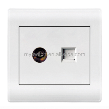 Universal Electrical White Double Port TV Aerial + RJ11 Telephone Wall Socket