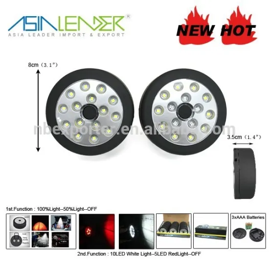 New Round portable 15 LED work lamp with magnet and hook