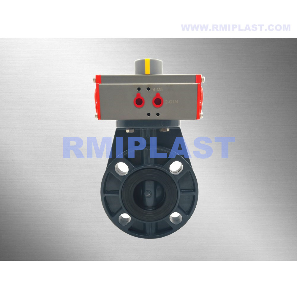 플라스틱 버터 플라이 밸브 공압 작동
