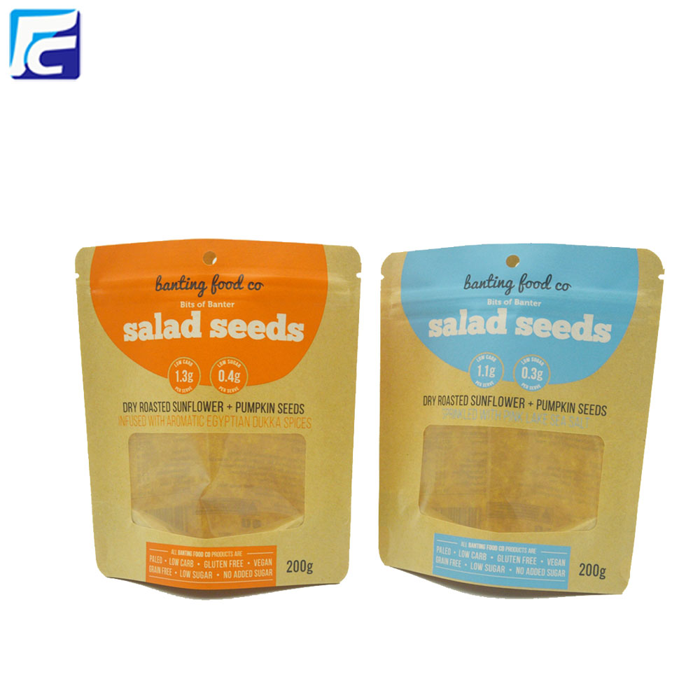 Resealable Zipper Kraft Paper Food Packaging Bags