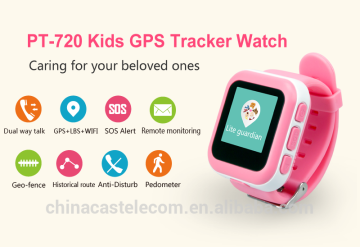 2016 Castel hot selling gps tracking watch for kids with long battery life