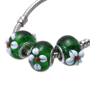 fashion mexican green bead flower promotional bracelet silver