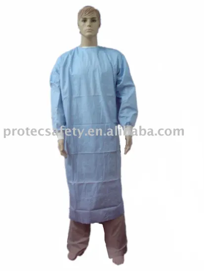 Spun-lace surgical gown with hook & loop closure, medical gown, isolation gowns