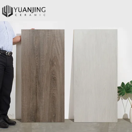 YJ Matte Finish Non-Slip Wood-Look Porcelain Tiles in Brown and Grey with Antique Wood Texture