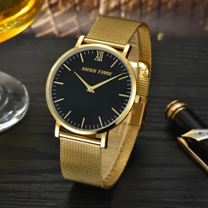 japan original gold bands movement gold time quartz watch