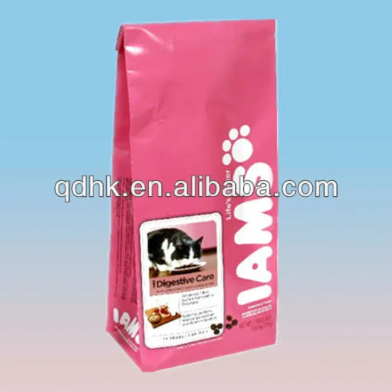 Custom printed side gusset standing foil lined pet food bags