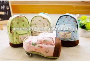 cy276 Trendy Kids Mini Schoolbag Design Zipper Coin Purse Rural Floral Change Cards Bag Fashion Wallets