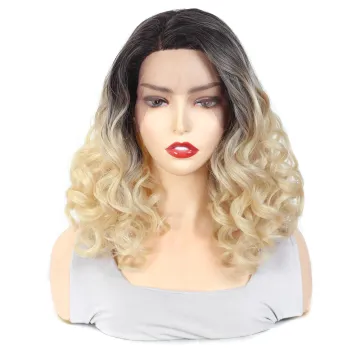 X-TRESS Long Straight Beautiful Ombre Colored Synthetic Hair Wigs For Women Party Middle Part Lace Natural Hair Wigs Fiber Wigs
