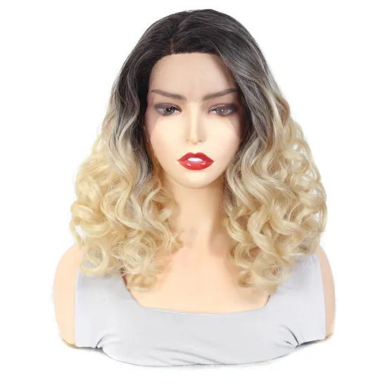 X-TRESS Long Straight Beautiful Ombre Colored Synthetic Hair Wigs For Women Party Middle Part Lace Natural Hair Wigs Fiber Wigs