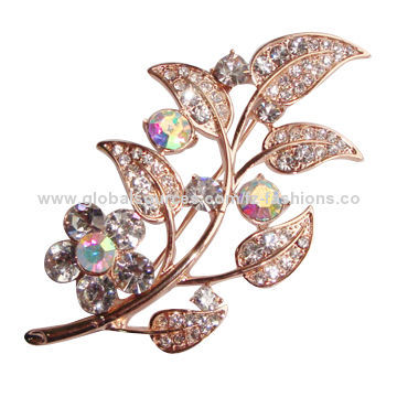 Women's brooch, made of rhinestones and zinc-alloy