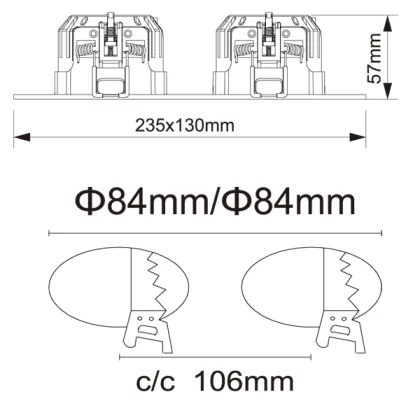 Double recessed downlight indoor