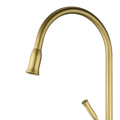 Premium Goose Neck Golden Brass Kitchen Faucet Mixer