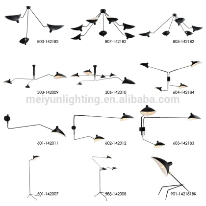 2016 Replica Serge Mouille black iron two arms modern designs wall lamp