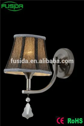 European Grade A Wall Lamp Cloth Lampshade Bedroom/Hotel Project Wall light 110/220V Indoor bracket wall lights with Crystal
