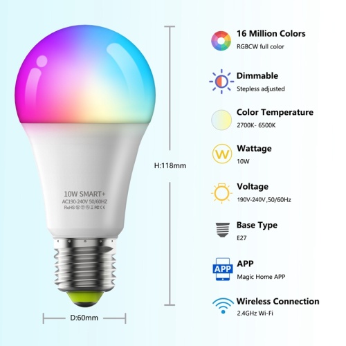 Magic Home WiFi LED E27 Smart Light bulb