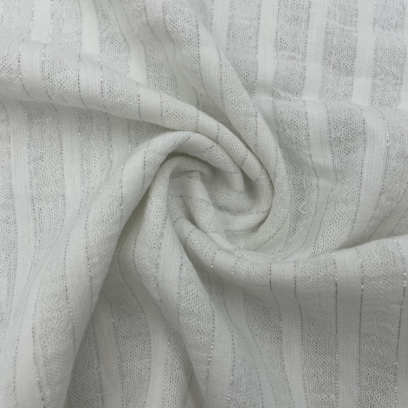 Washable No Pilling Striped Cotton Metalic Textile